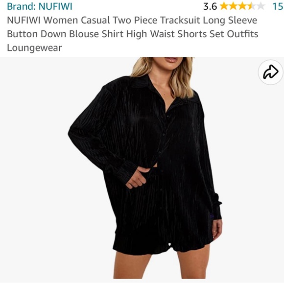 Amazon Black Crinkle Short Set - Medium - Picture 4 of 4